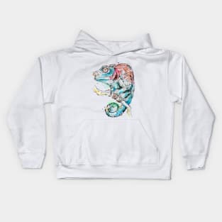 watercolor chameleon Kids Hoodie